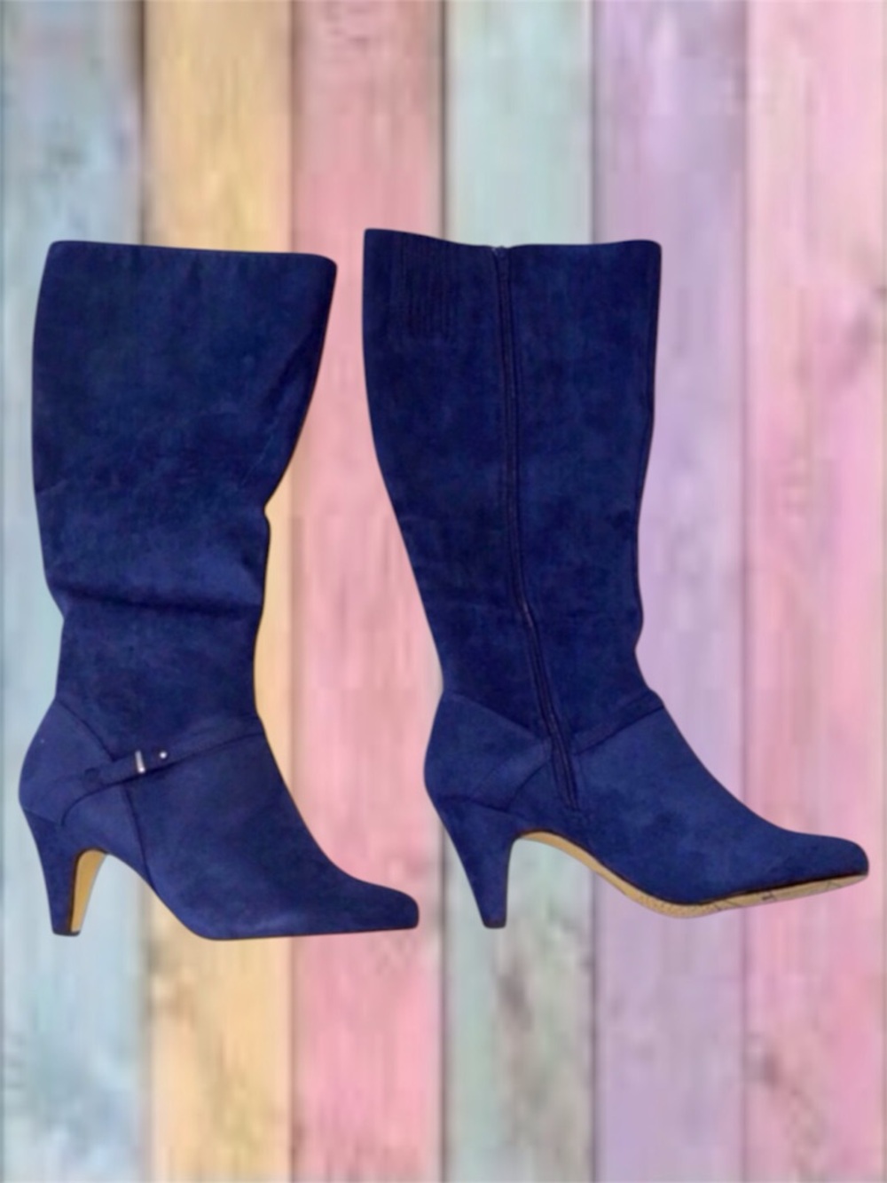 Bella Vita Navy Blue Sasha Wide Calf Tall Boots NEW
